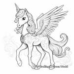 Beautiful Princess and Unicorn Pegasus Coloring Pages 2