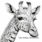 Beautifully Detailed Giraffe Head Coloring Pages 1