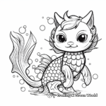 Beautifully Detailed Mermaid Cat Coloring Pages for Adults 1