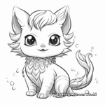 Beautifully Detailed Mermaid Cat Coloring Pages for Adults 2