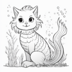 Beautifully Detailed Mermaid Cat Coloring Pages for Adults 4