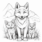 Beautifully Illustrated She-Wolf and Cubs Coloring Pages 1