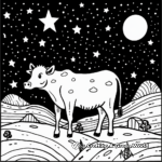 Below the Starry Sky: Night-time Strawberry Cow Coloring Pages 1