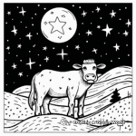 Below the Starry Sky: Night-time Strawberry Cow Coloring Pages 2