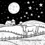 Below the Starry Sky: Night-time Strawberry Cow Coloring Pages 3