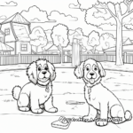 Bernedoodles in Park Scene Coloring Pages 3