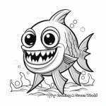 Black and White Piranha Coloring Pages 1