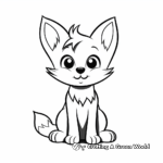 Black and White Simple Fox Coloring Pages for Kids 2