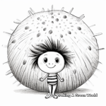 Black and White Sketch Sea Urchin Coloring Pages 2