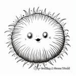 Black and White Sketch Sea Urchin Coloring Pages 4