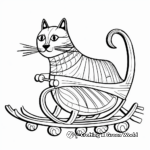 Black Cat in a Christmas Sleigh Coloring Pages 1