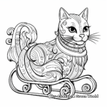 Black Cat in a Christmas Sleigh Coloring Pages 3