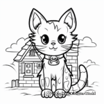 Black Cat in Haunted House Coloring Pages for Children 3