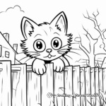 Black Cat on a Fence on Halloween Coloring Page 2