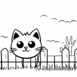 Black Cat on a Fence on Halloween Coloring Page 3