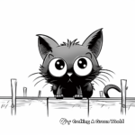 Black Cat on a Fence on Halloween Coloring Page 4