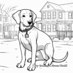 Black Lab in the Snow Winter Scene Coloring Pages 1