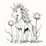Blooming Lotus Unicorn Coloring Pages for Adults 4