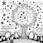 Bold Fireworks Coloring Pages for Independence Day 4