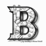 Bold Printable 3D Letter 'B' Coloring Pages 4