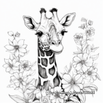 Botanical Giraffe Coloring Pages: Giraffes with Flowers 1