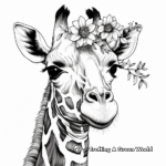 Botanical Giraffe Coloring Pages: Giraffes with Flowers 2