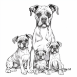 Boxer Dog Family Coloring Pages: Mother, Father, and Pups 1