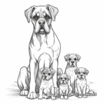 Boxer Dog Family Coloring Pages: Mother, Father, and Pups 2