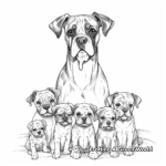 Boxer Dog Family Coloring Pages: Mother, Father, and Pups 3