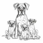 Boxer Dog Family Coloring Pages: Mother, Father, and Pups 4