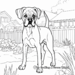 Boxer Dog in a Garden Coloring Pages 1