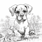 Boxer Dog in a Garden Coloring Pages 2