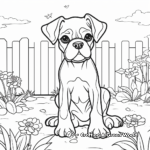 Boxer Dog in a Garden Coloring Pages 3