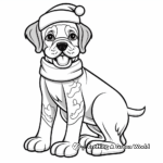 Boxer Dog with Christmas Sock Coloring Pages 1