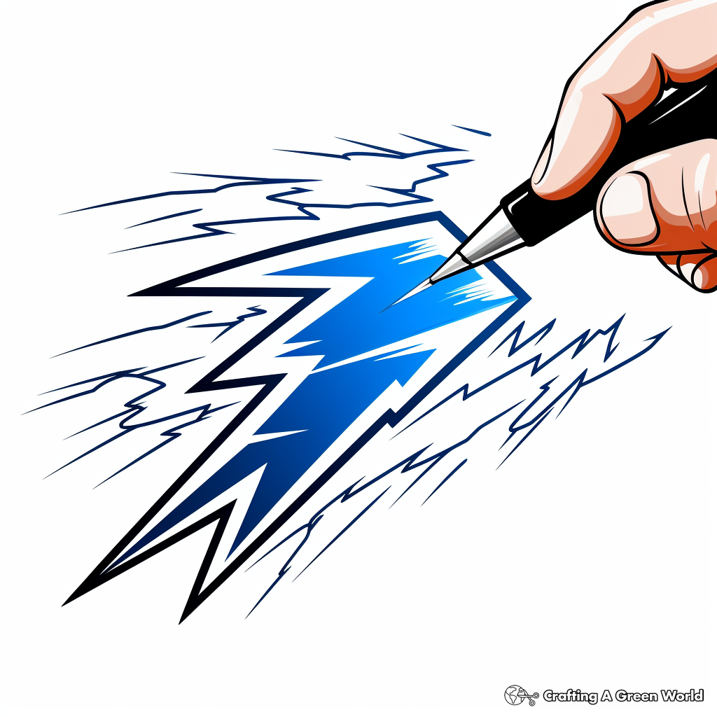 Bright Blue Lightning Bolt Coloring Pages 4