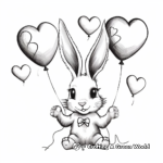 Bunny Unicorn with Heart Balloons Coloring Pages 1