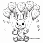 Bunny Unicorn with Heart Balloons Coloring Pages 3