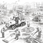 Busy Construction Site Scenes Coloring Pages 1