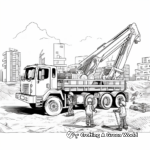 Busy Construction Site with Crane Truck Coloring Pages 1