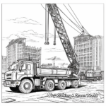 Busy Construction Site with Crane Truck Coloring Pages 4