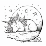 Calm Nights: Sleeping Baby Unicorn Coloring Pages 1