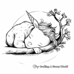 Calm Nights: Sleeping Baby Unicorn Coloring Pages 2