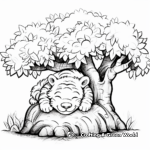 Calm Tiger Sleeping Under Tree Coloring Pages 1