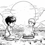 Campfire Under a Sunset Coloring Page 3
