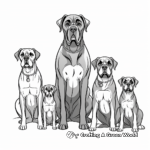 Cane Corso Family Coloring Sheets: Parent and Puppies 1