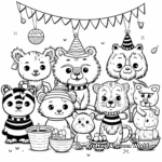 Carnival Party with Jungle Animals Coloring Pages 1