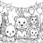 Carnival Party with Jungle Animals Coloring Pages 2