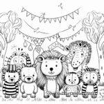 Carnival Party with Jungle Animals Coloring Pages 4