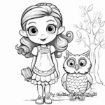 Cartoon Girl Owl Coloring Pages for Kids 2