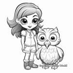 Cartoon Girl Owl Coloring Pages for Kids 4